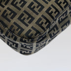FENDI Zucchino Canvas Mamma Baguette Shoulder Bag Gray Navyyk8484