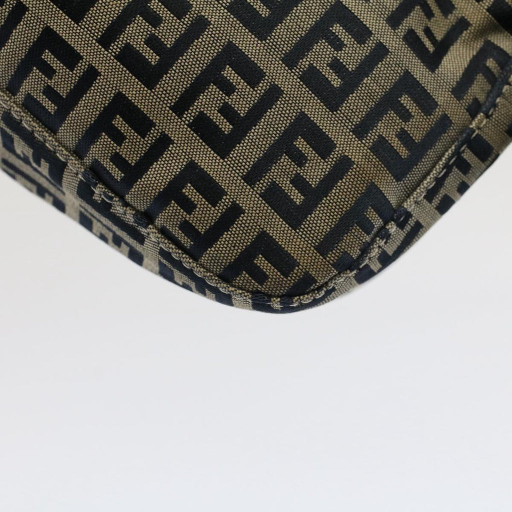 FENDI Zucchino Canvas Mamma Baguette Shoulder Bag Gray Navyyk8484