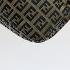 FENDI Zucchino Canvas Mamma Baguette Shoulder Bag Gray Navyyk8484