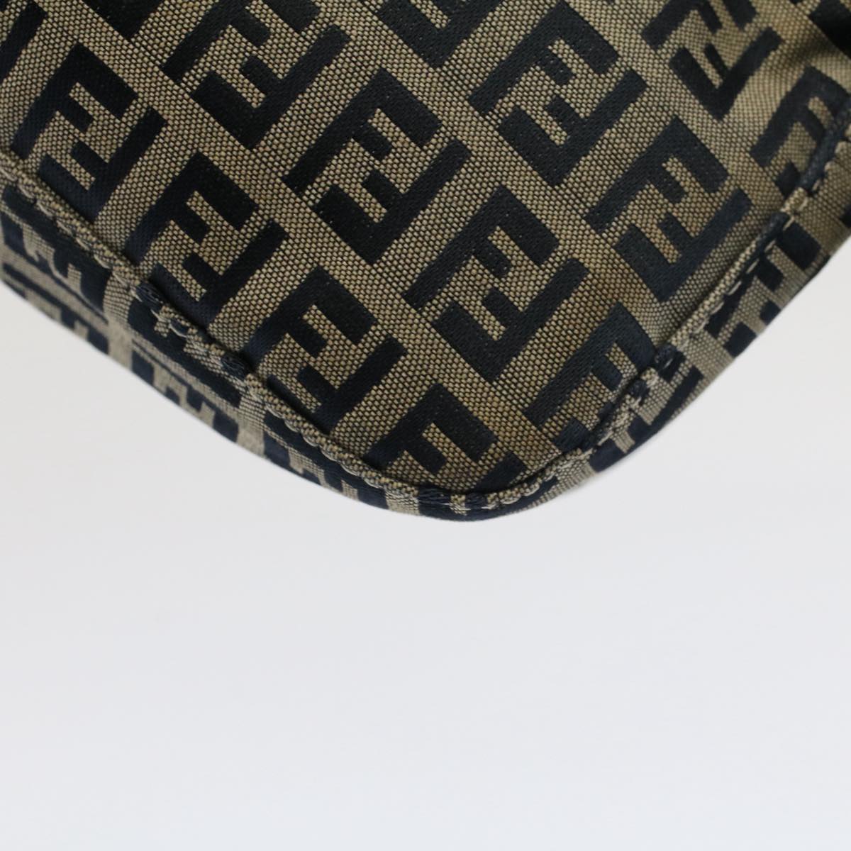 FENDI Zucchino Canvas Mamma Baguette Shoulder Bag Gray Navyyk8484