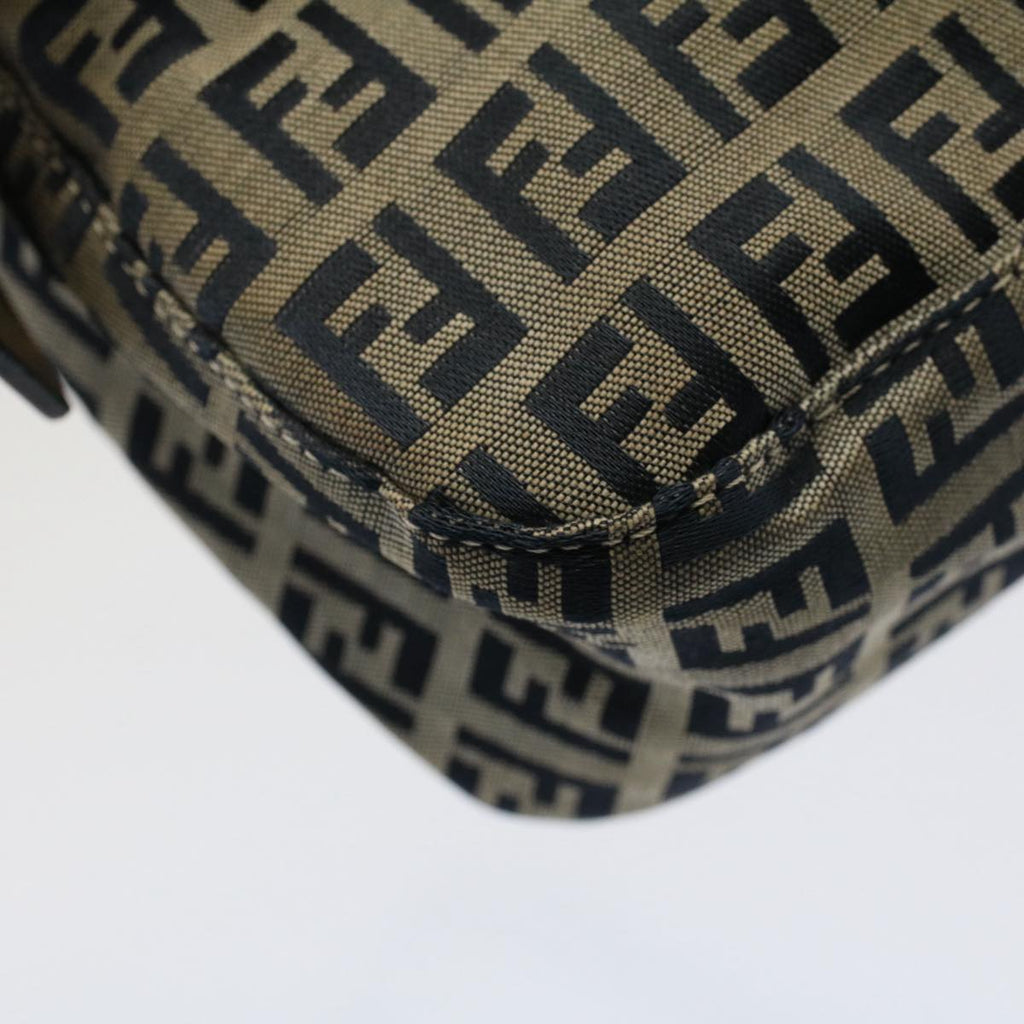 FENDI Zucchino Canvas Mamma Baguette Shoulder Bag Gray Navyyk8484