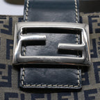 FENDI Zucchino Canvas Mamma Baguette Shoulder Bag Gray Navyyk8484