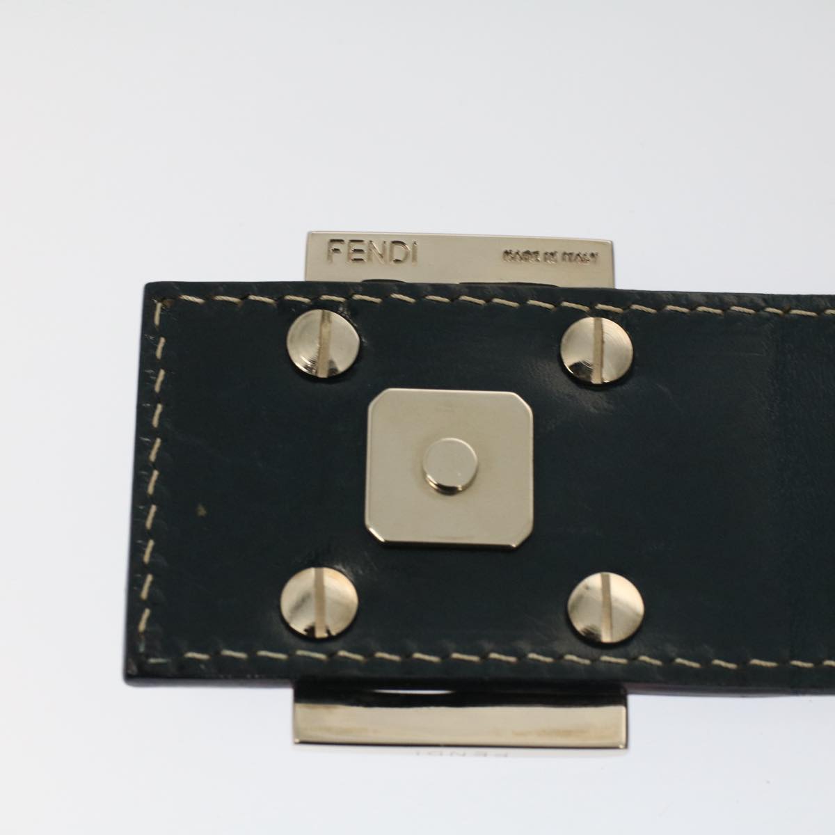 FENDI Zucchino Canvas Mamma Baguette Shoulder Bag Gray Navyyk8484