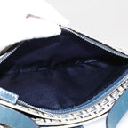 FENDI Zucchino Canvas Mamma Baguette Shoulder Bag Gray Navyyk8484