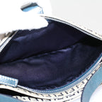 FENDI Zucchino Canvas Mamma Baguette Shoulder Bag Gray Navyyk8484