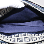 FENDI Zucchino Canvas Mamma Baguette Shoulder Bag Gray Navyyk8484