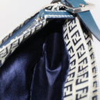 FENDI Zucchino Canvas Mamma Baguette Shoulder Bag Gray Navyyk8484