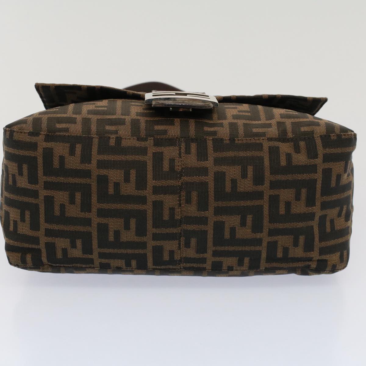 FENDI Zucca Canvas Mamma Baguette Shoulder Bag Brown Blackyk8485