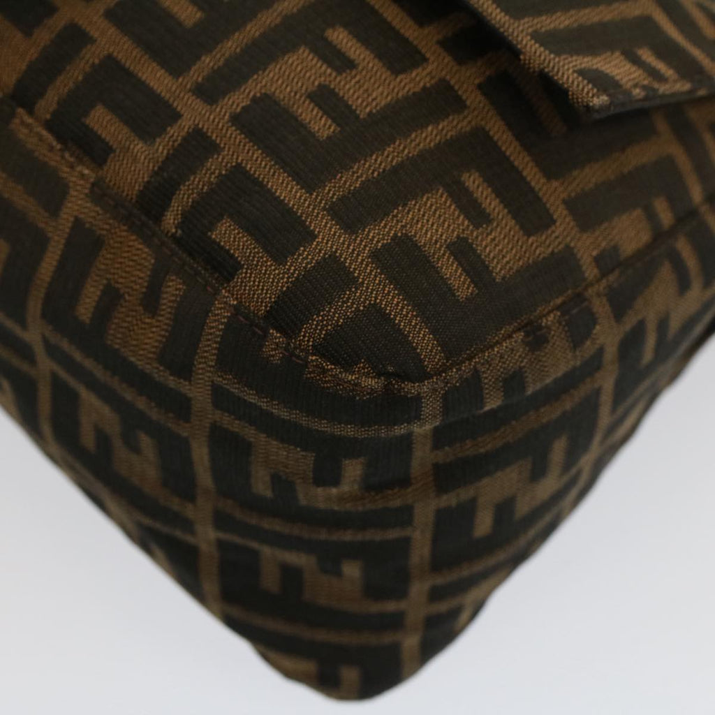 FENDI Zucca Canvas Mamma Baguette Shoulder Bag Brown Blackyk8485
