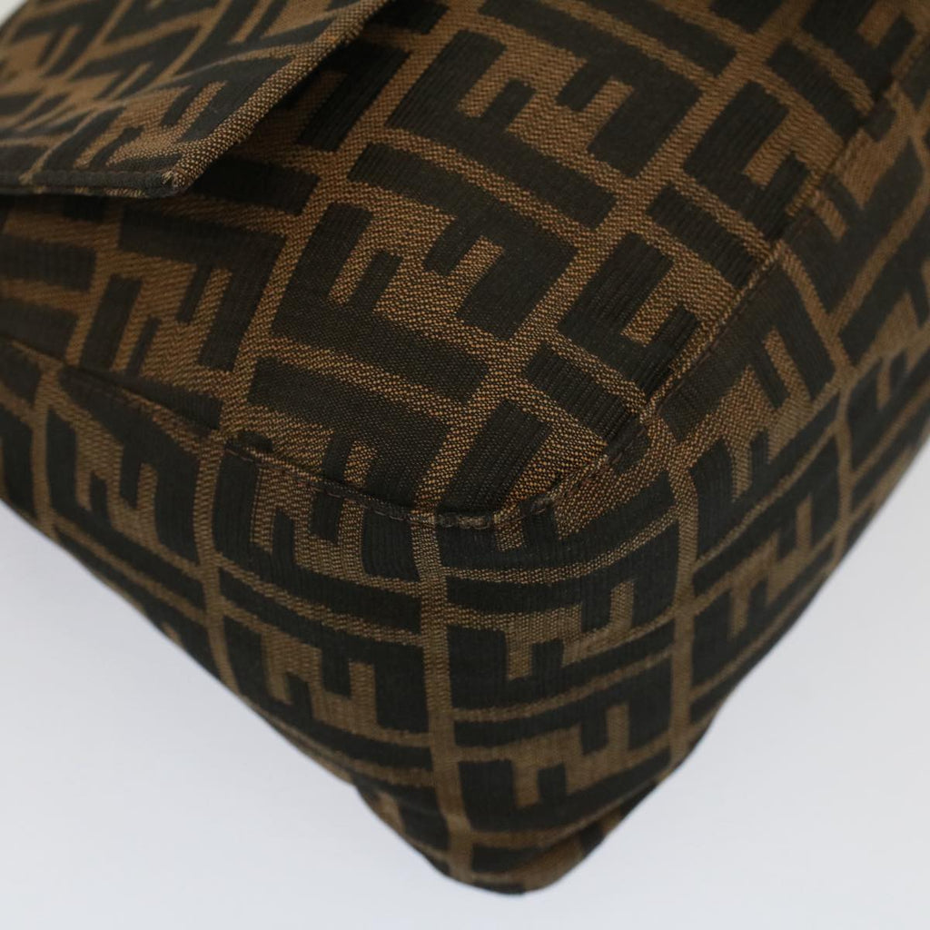 FENDI Zucca Canvas Mamma Baguette Shoulder Bag Brown Blackyk8485