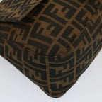 FENDI Zucca Canvas Mamma Baguette Shoulder Bag Brown Blackyk8485