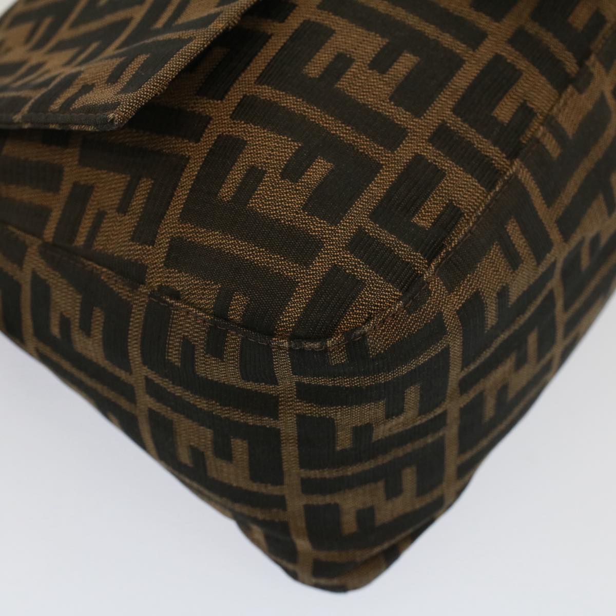 FENDI Zucca Canvas Mamma Baguette Shoulder Bag Brown Blackyk8485
