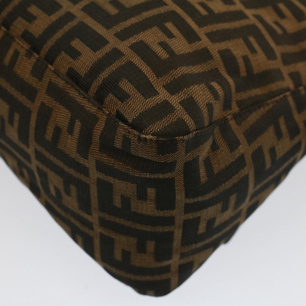 FENDI Zucca Canvas Mamma Baguette Shoulder Bag Brown Blackyk8485