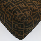 FENDI Zucca Canvas Mamma Baguette Shoulder Bag Brown Blackyk8485