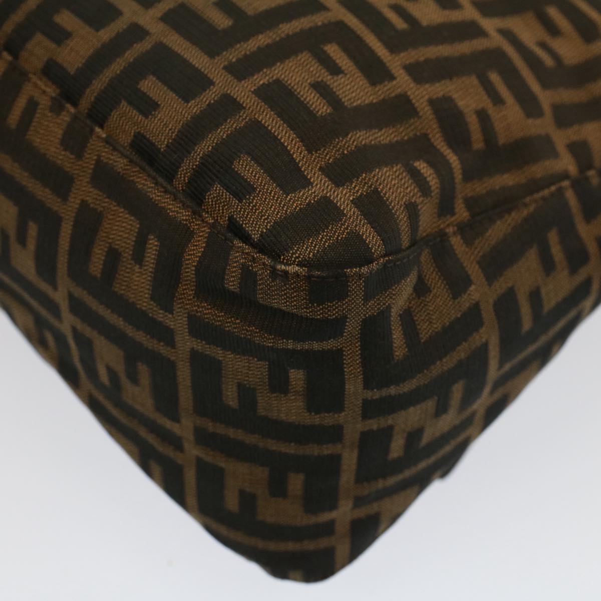 FENDI Zucca Canvas Mamma Baguette Shoulder Bag Brown Blackyk8485
