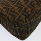 FENDI Zucca Canvas Mamma Baguette Shoulder Bag Brown Blackyk8485
