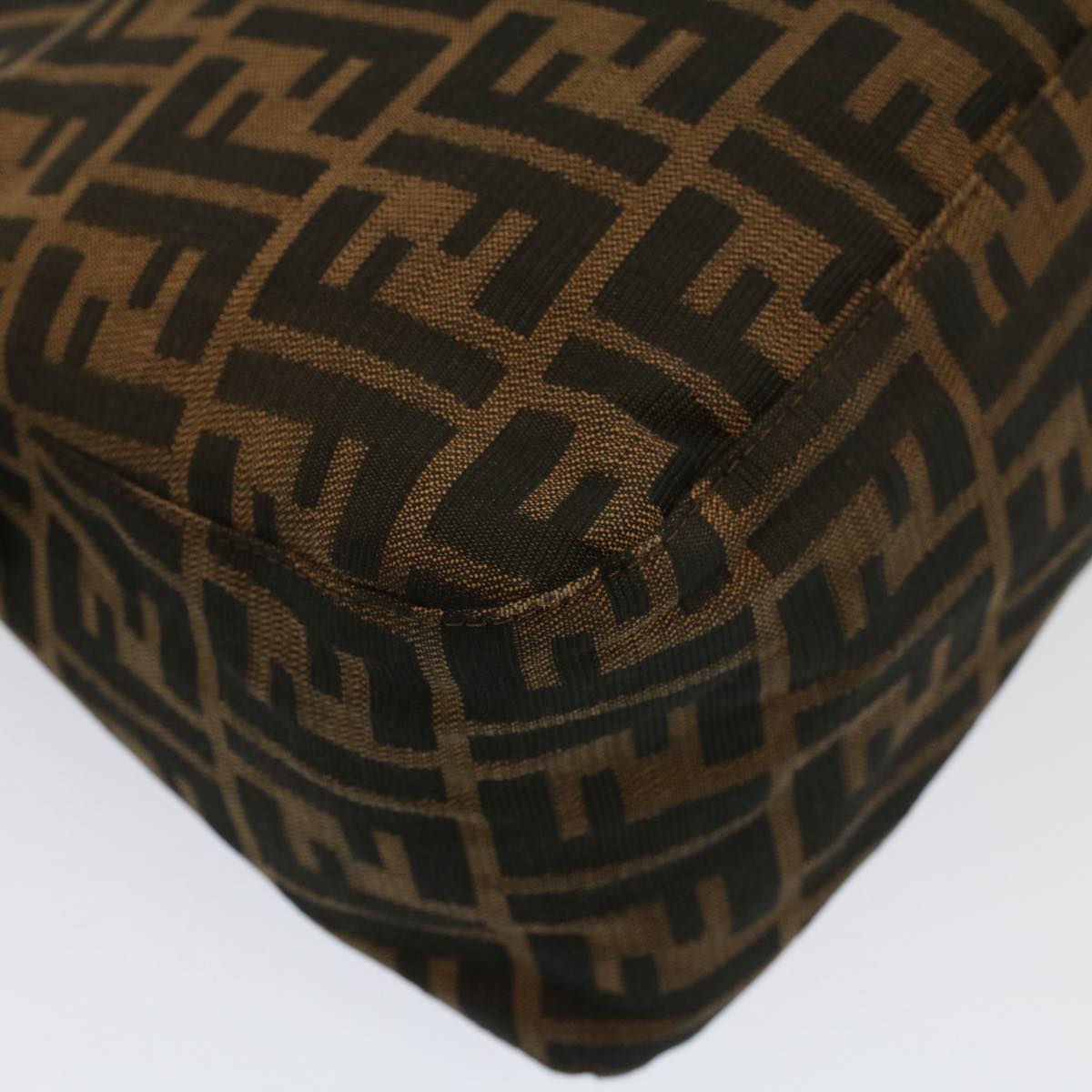 FENDI Zucca Canvas Mamma Baguette Shoulder Bag Brown Blackyk8485