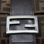 FENDI Zucca Canvas Mamma Baguette Shoulder Bag Brown Blackyk8485