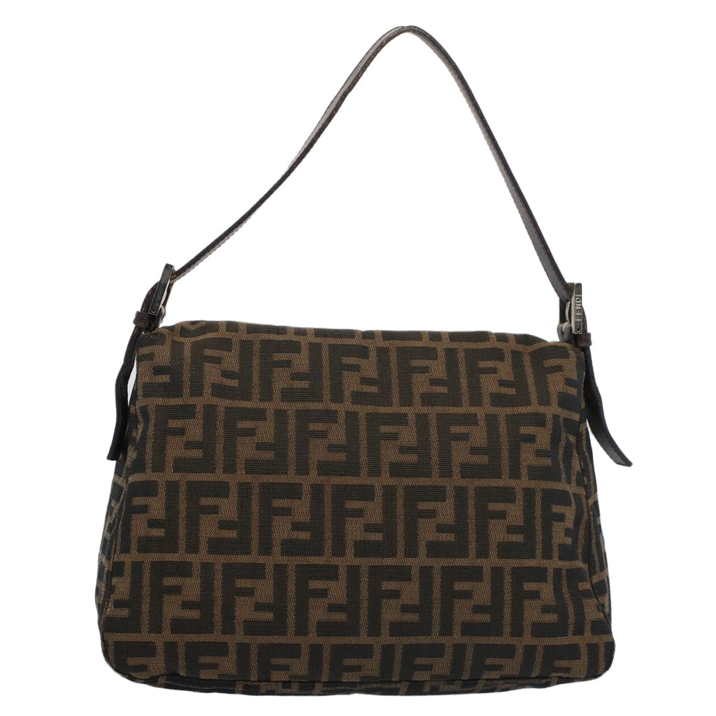 FENDI Zucca Canvas Mamma Baguette Shoulder Bag Brown Blackyk8485