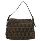 FENDI Zucca Canvas Mamma Baguette Shoulder Bag Brown Blackyk8485