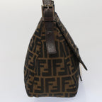 FENDI Zucca Canvas Mamma Baguette Shoulder Bag Brown Blackyk8485