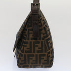 FENDI Zucca Canvas Mamma Baguette Shoulder Bag Brown Blackyk8485