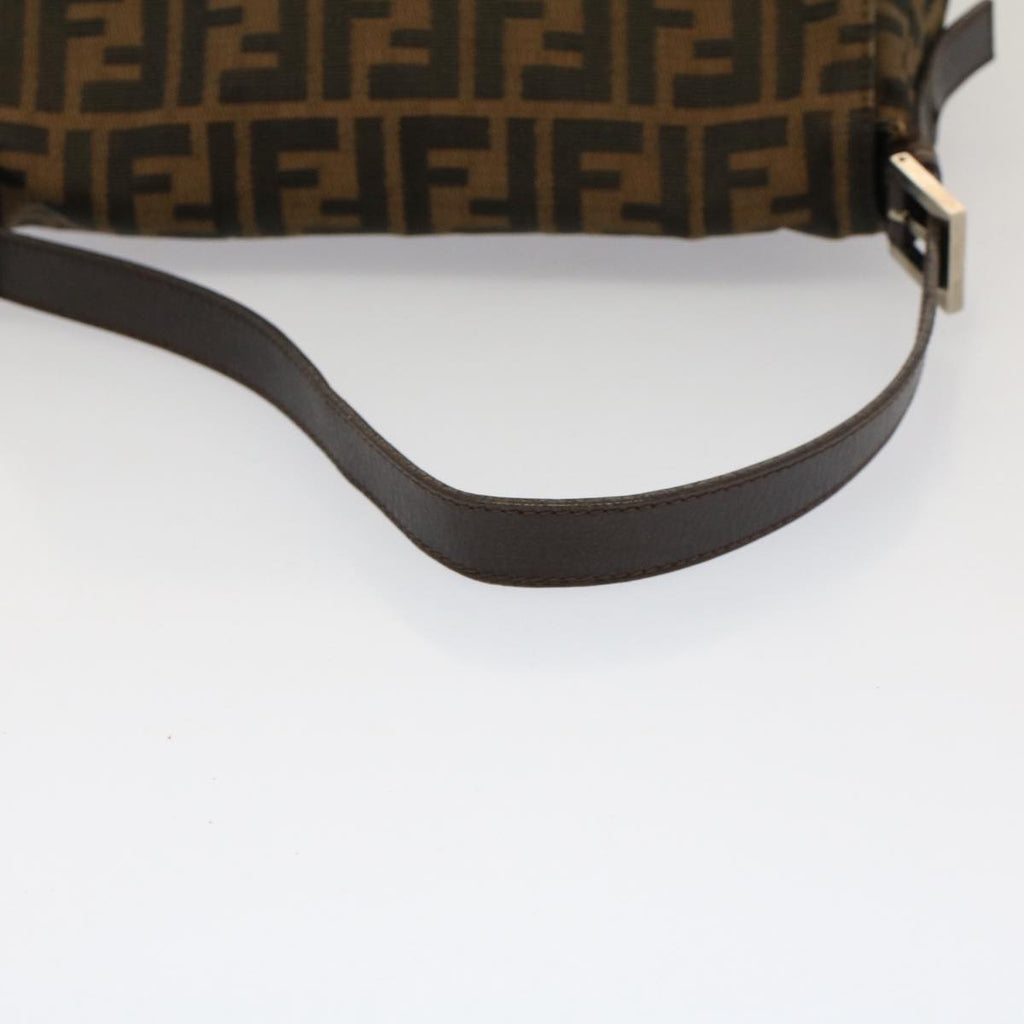 FENDI Zucca Canvas Mamma Baguette Shoulder Bag Brown Blackyk8485