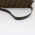 FENDI Zucca Canvas Mamma Baguette Shoulder Bag Brown Blackyk8485