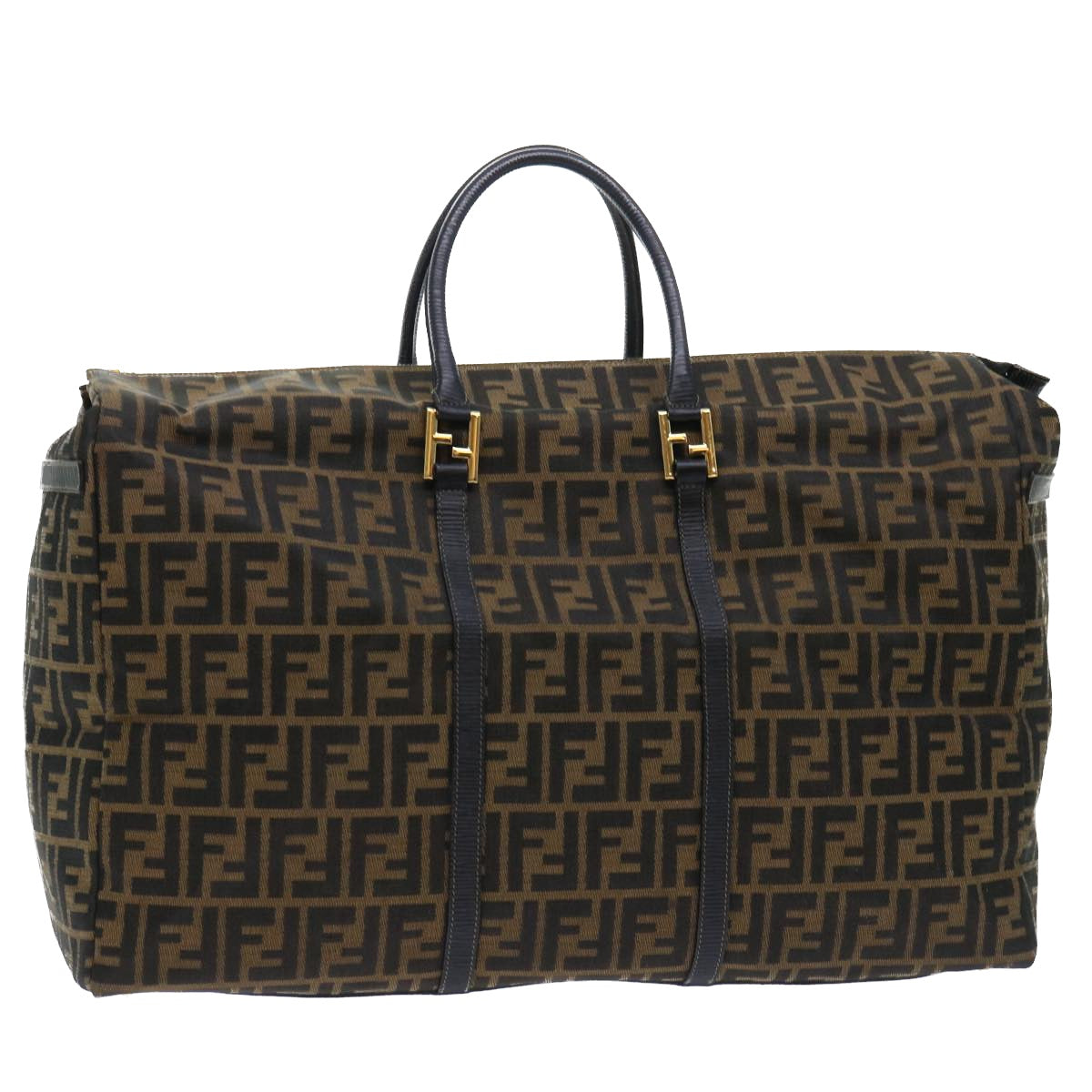FENDI Zucca Canvas Boston Bag Brown Blackyk8493