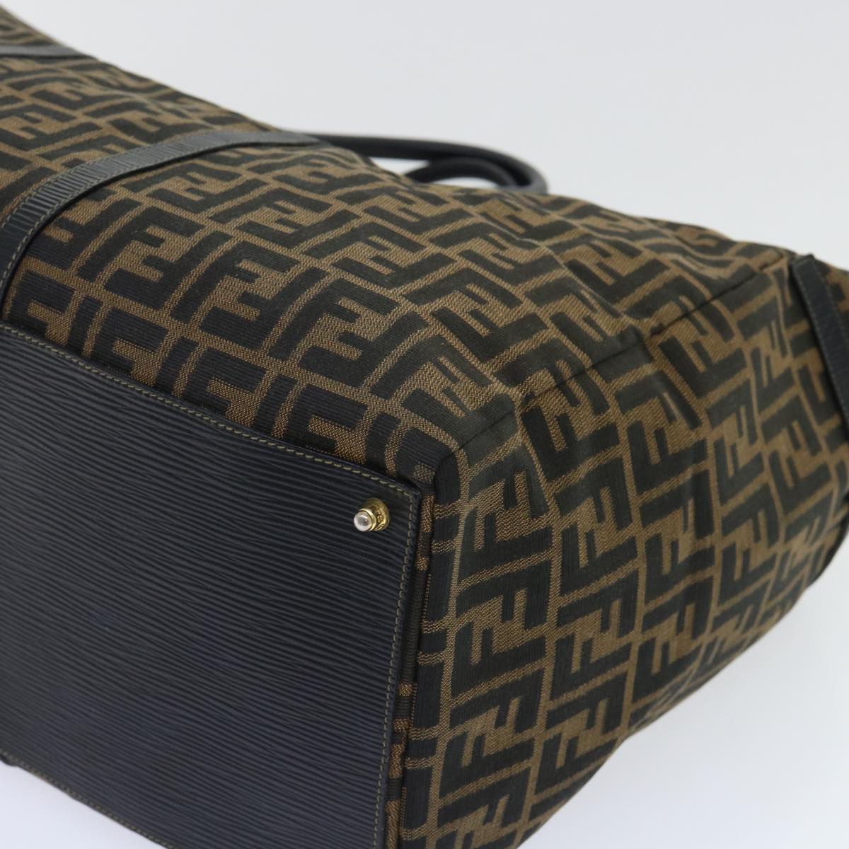 FENDI Zucca Canvas Boston Bag Brown Blackyk8493
