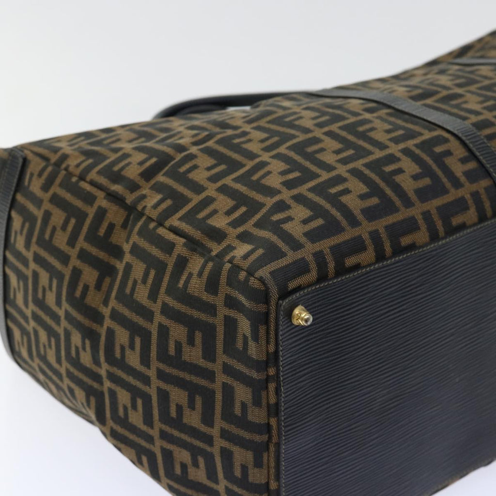 FENDI Zucca Canvas Boston Bag Brown Blackyk8493