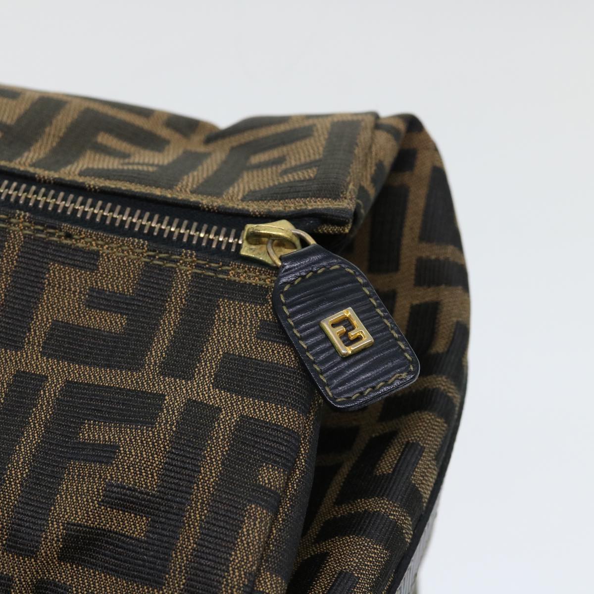 FENDI Zucca Canvas Boston Bag Brown Blackyk8493
