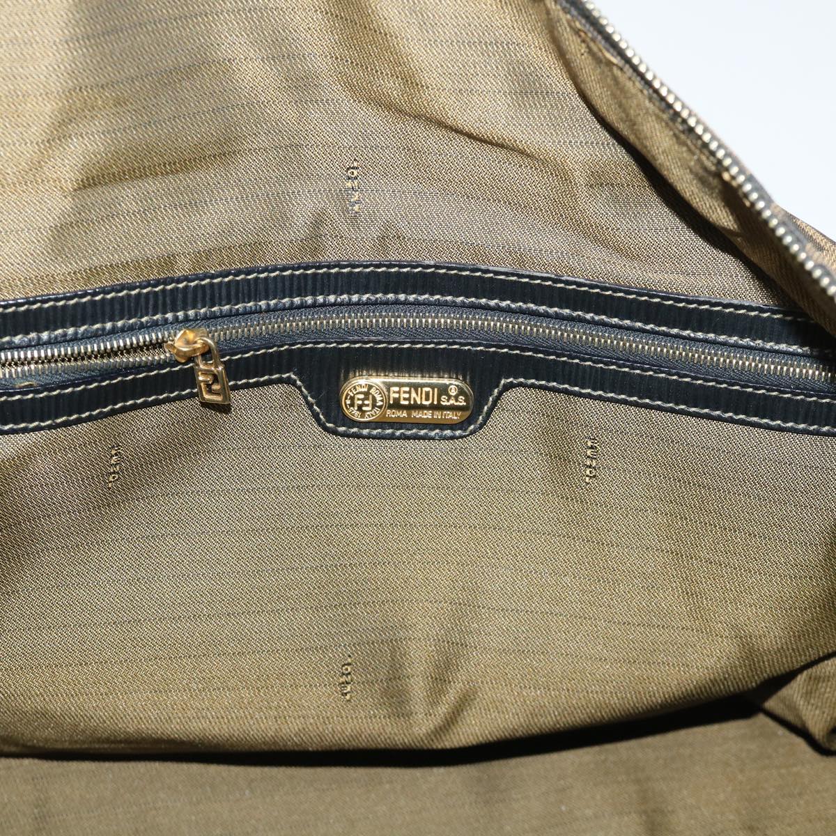 FENDI Zucca Canvas Boston Bag Brown Blackyk8493