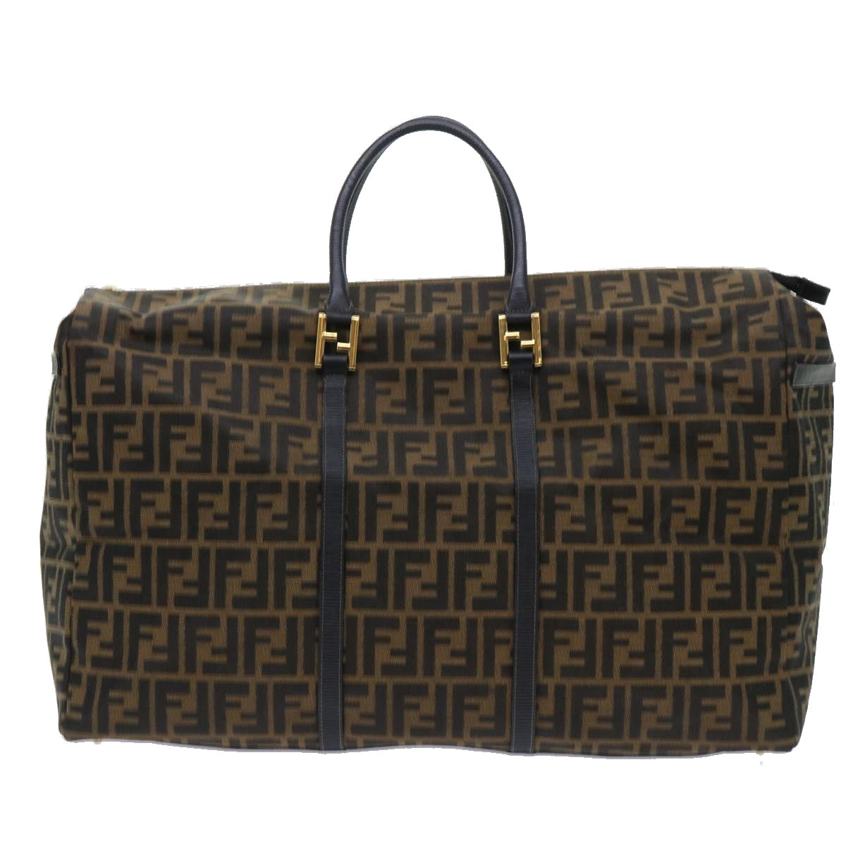 FENDI Zucca Canvas Boston Bag Brown Blackyk8493