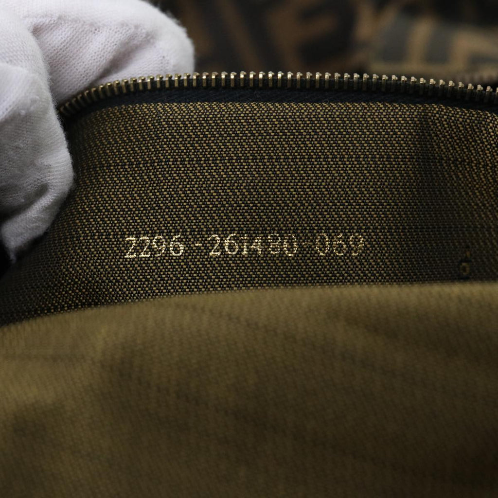 FENDI Zucca Canvas Boston Bag Brown Blackyk8493