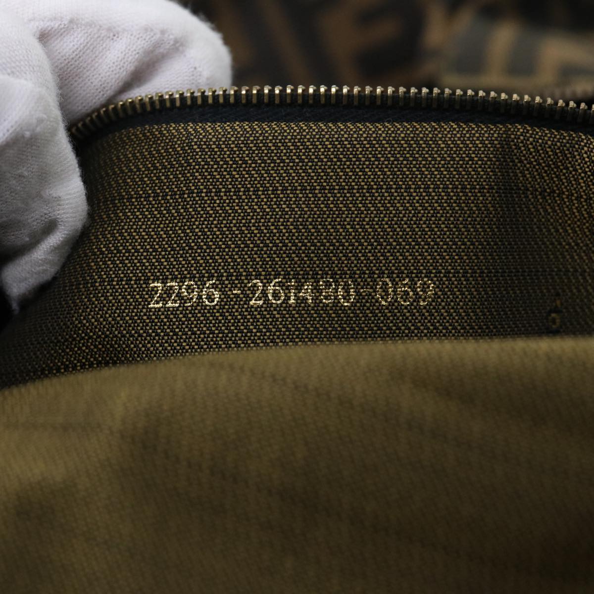 FENDI Zucca Canvas Boston Bag Brown Blackyk8493