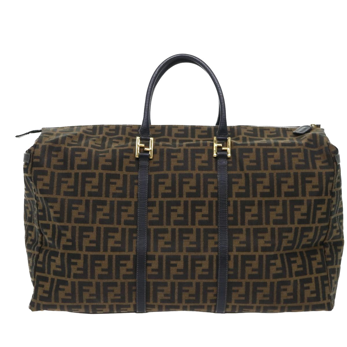 FENDI Zucca Canvas Boston Bag Brown Blackyk8493