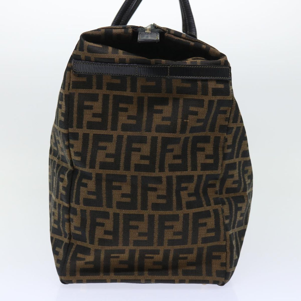FENDI Zucca Canvas Boston Bag Brown Blackyk8493