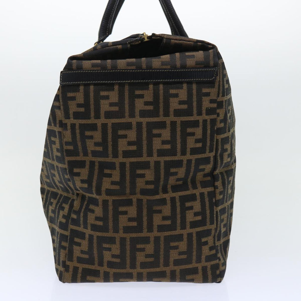 FENDI Zucca Canvas Boston Bag Brown Blackyk8493