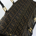 FENDI Zucca Canvas Boston Bag Brown Blackyk8493