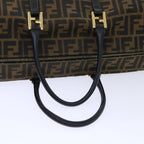 FENDI Zucca Canvas Boston Bag Brown Blackyk8493