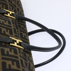 FENDI Zucca Canvas Boston Bag Brown Blackyk8493