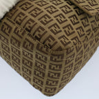 FENDI Zucchino Canvas Mamma Baguette Shoulder Bag Beigeyk8498