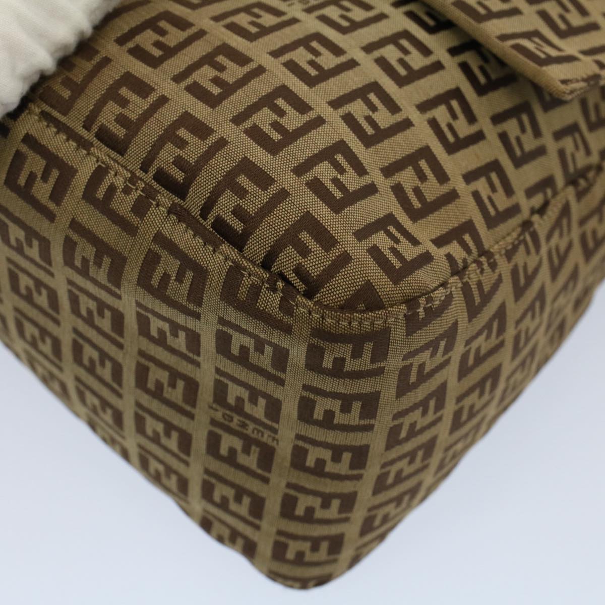 FENDI Zucchino Canvas Mamma Baguette Shoulder Bag Beigeyk8498