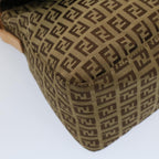 FENDI Zucchino Canvas Mamma Baguette Shoulder Bag Beigeyk8498