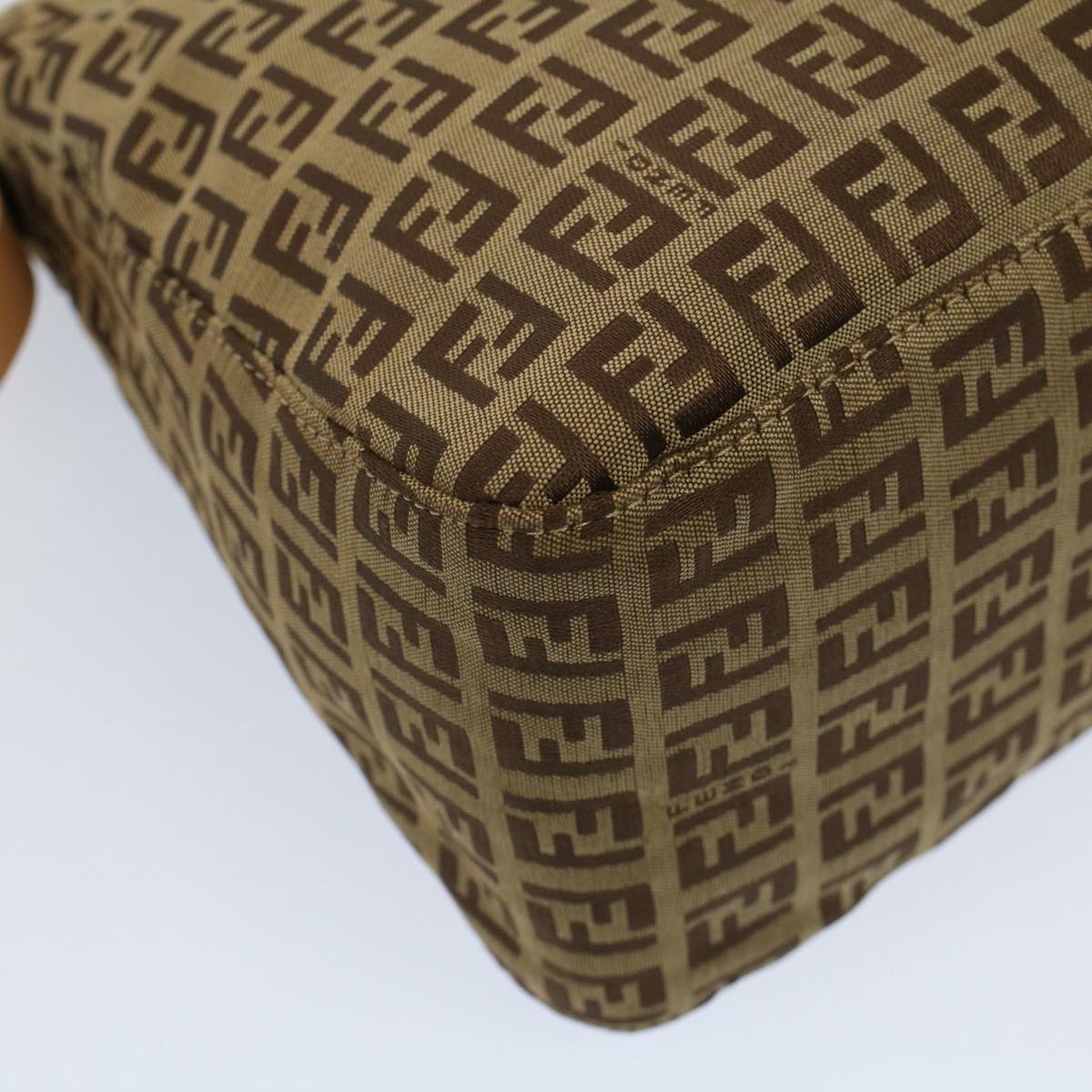 FENDI Zucchino Canvas Mamma Baguette Shoulder Bag Beigeyk8498