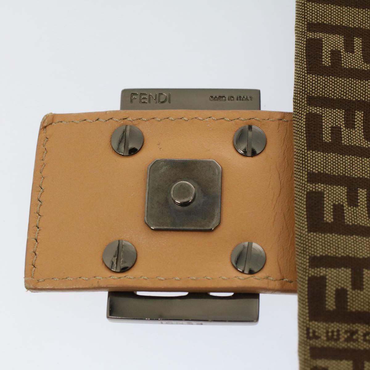 FENDI Zucchino Canvas Mamma Baguette Shoulder Bag Beigeyk8498