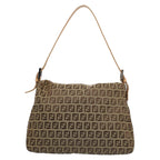 FENDI Zucchino Canvas Mamma Baguette Shoulder Bag Beigeyk8498