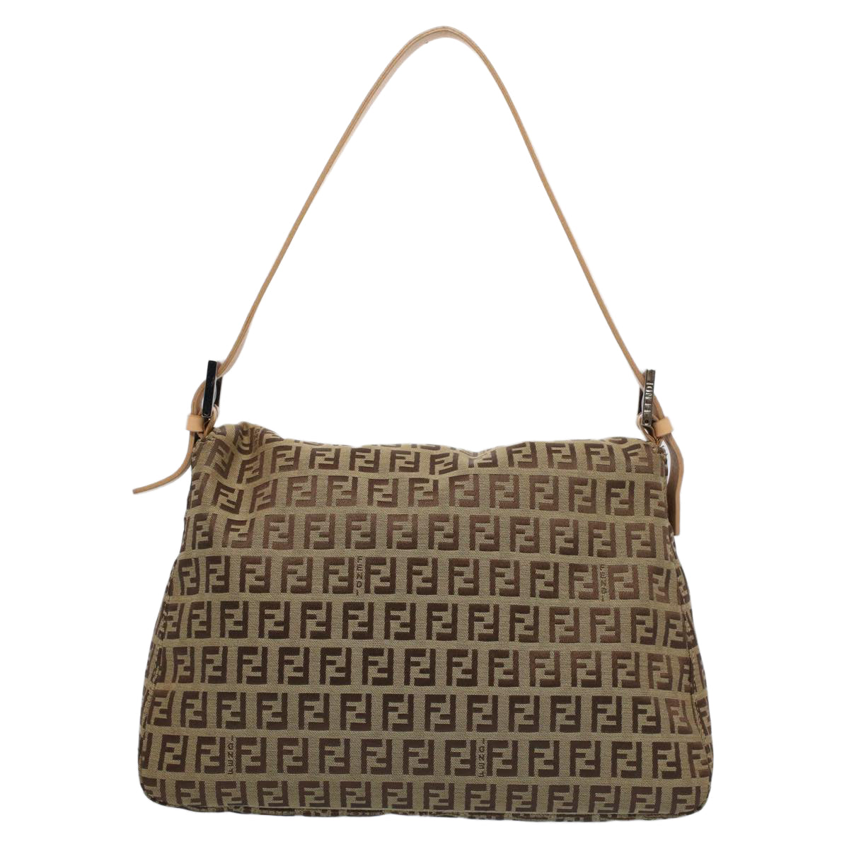 FENDI Zucchino Canvas Mamma Baguette Shoulder Bag Beigeyk8498
