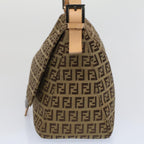 FENDI Zucchino Canvas Mamma Baguette Shoulder Bag Beigeyk8498